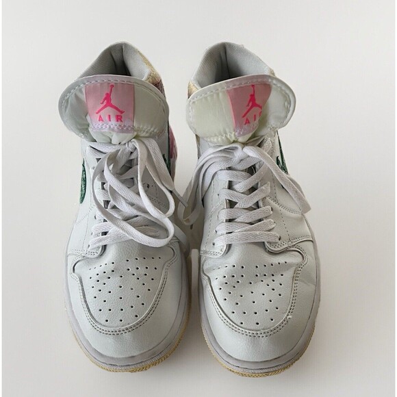 Nike Air Jordan 1 Mid Paint Drip Ice Cream White Pink Size 7Y/8.5 Women - Picture 5 of 13